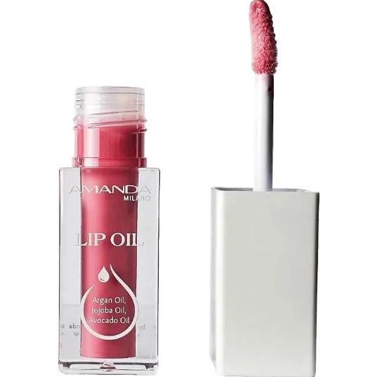 Amanda Milano Lip Oil in a warm brown shade