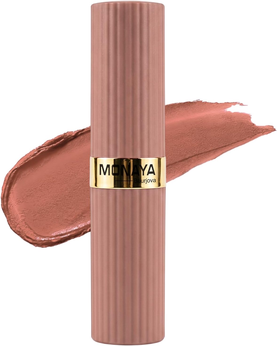 Monaya lipstick color payoff shown on lips