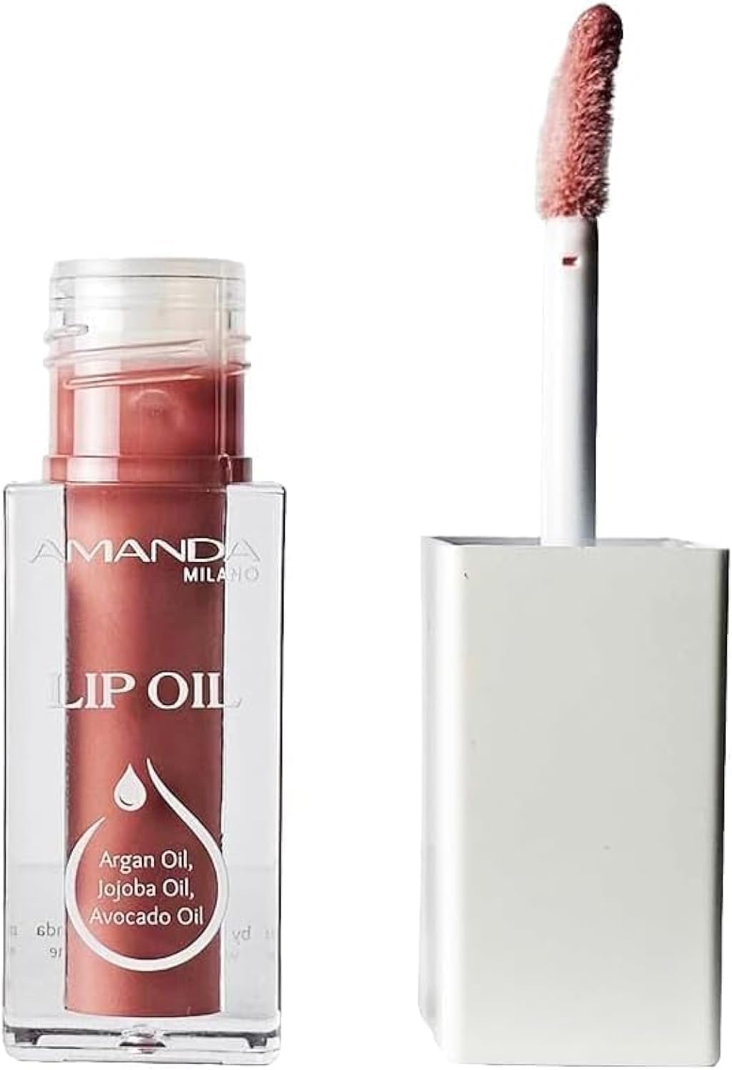 Amanda Milano Lip Oil in a rose brown shade