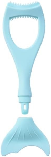 Green mermaid-tail eyelash separator comb shown in two pieces