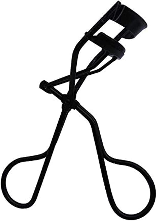 Black eyelash curler shown vertically at an angle