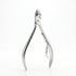 Silver stainless steel cuticle nipper on white background