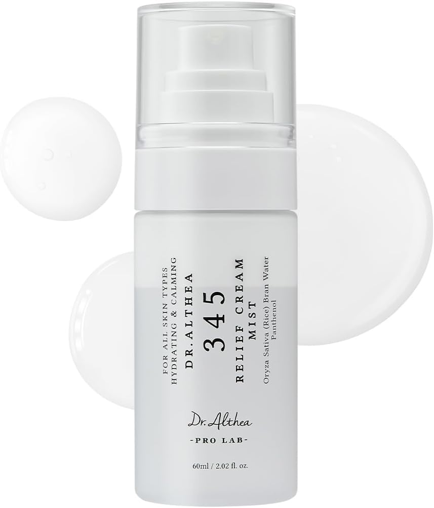 Diagram showing cream layer and water essence layer of Dr. Althea 345 Relief Cream Mist