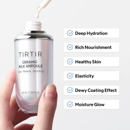 TIRTIR Ceramic Milk Ampoule with hydration, nourishment, elasticity, and glow benefits