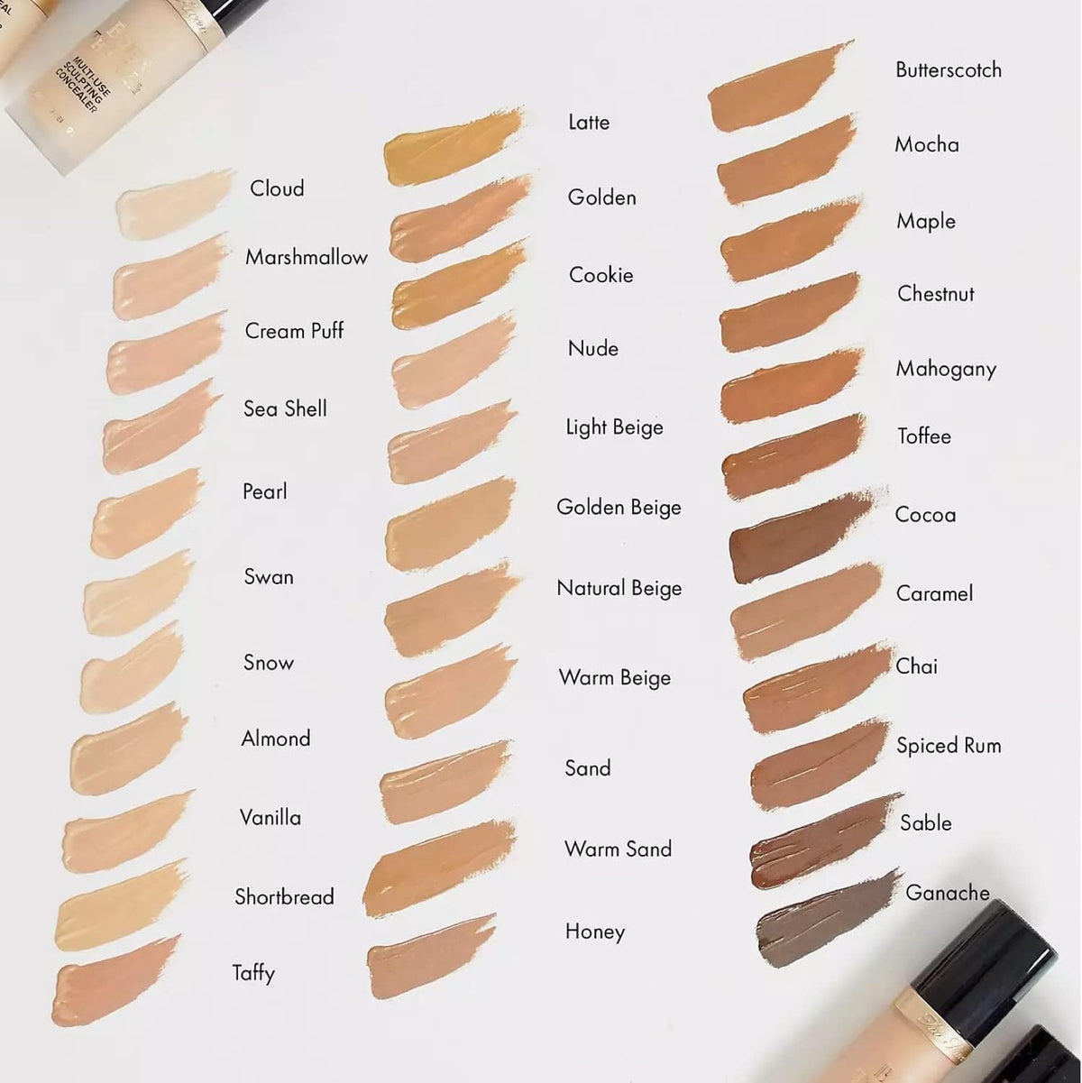 Too Faced Born This Way Concealer shade swatches including Natural Beige