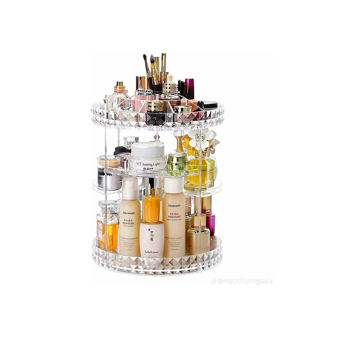 360° Rotating Diamond Makeup Organizer Storage Box