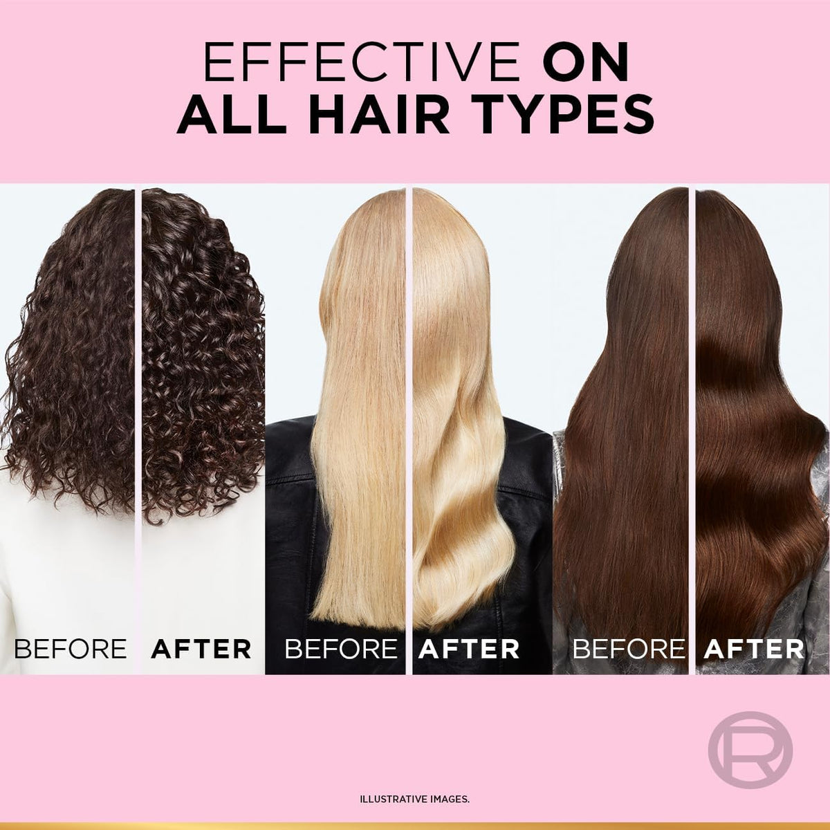 Elvive Glycolic Gloss routine showing shampoo, conditioner, acidifier and combing cream