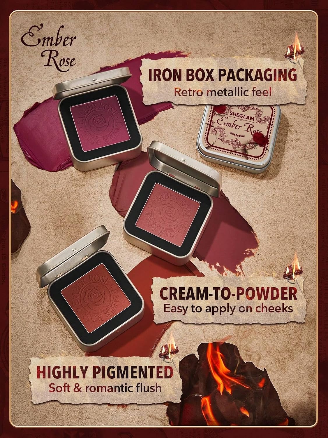 SHEGLAM Ember Rose cream blush product details and packaging