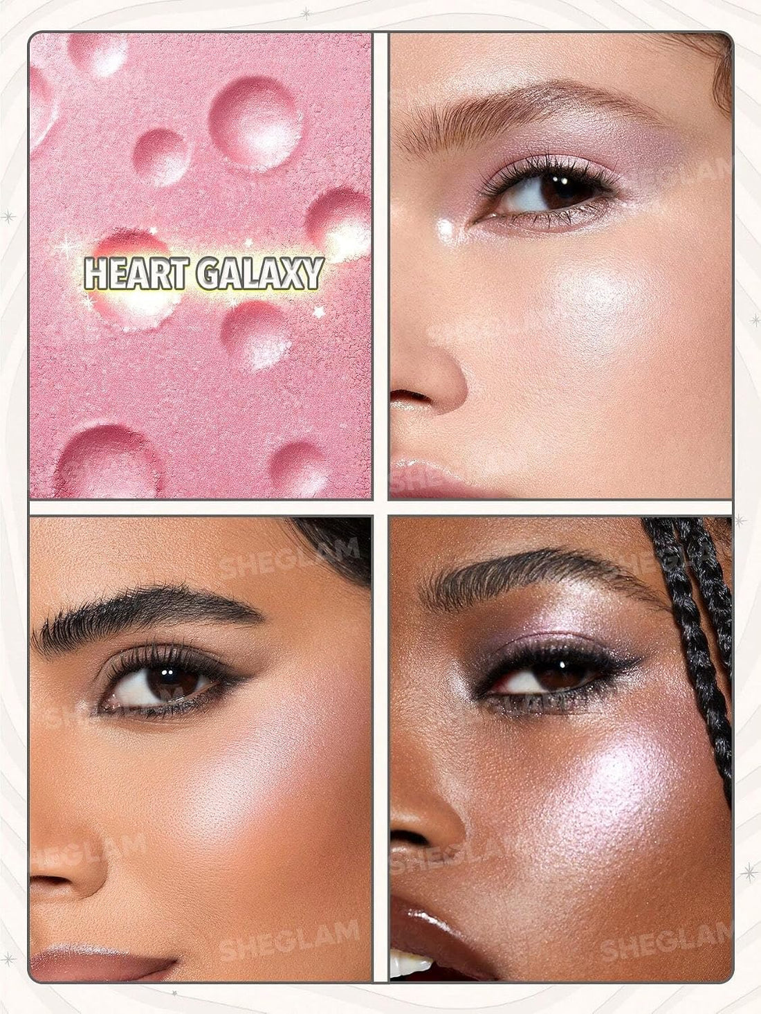 SHEGLAM Lunar Glow highlighter compact in Heart Galaxy