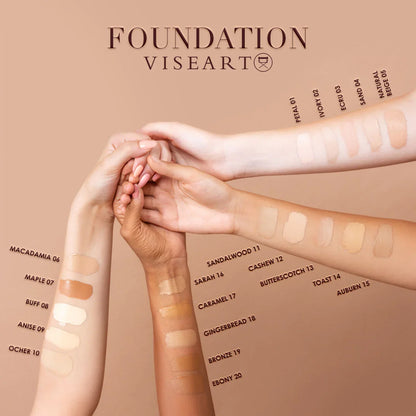 Viseart Foundation shade chart including Buff 08